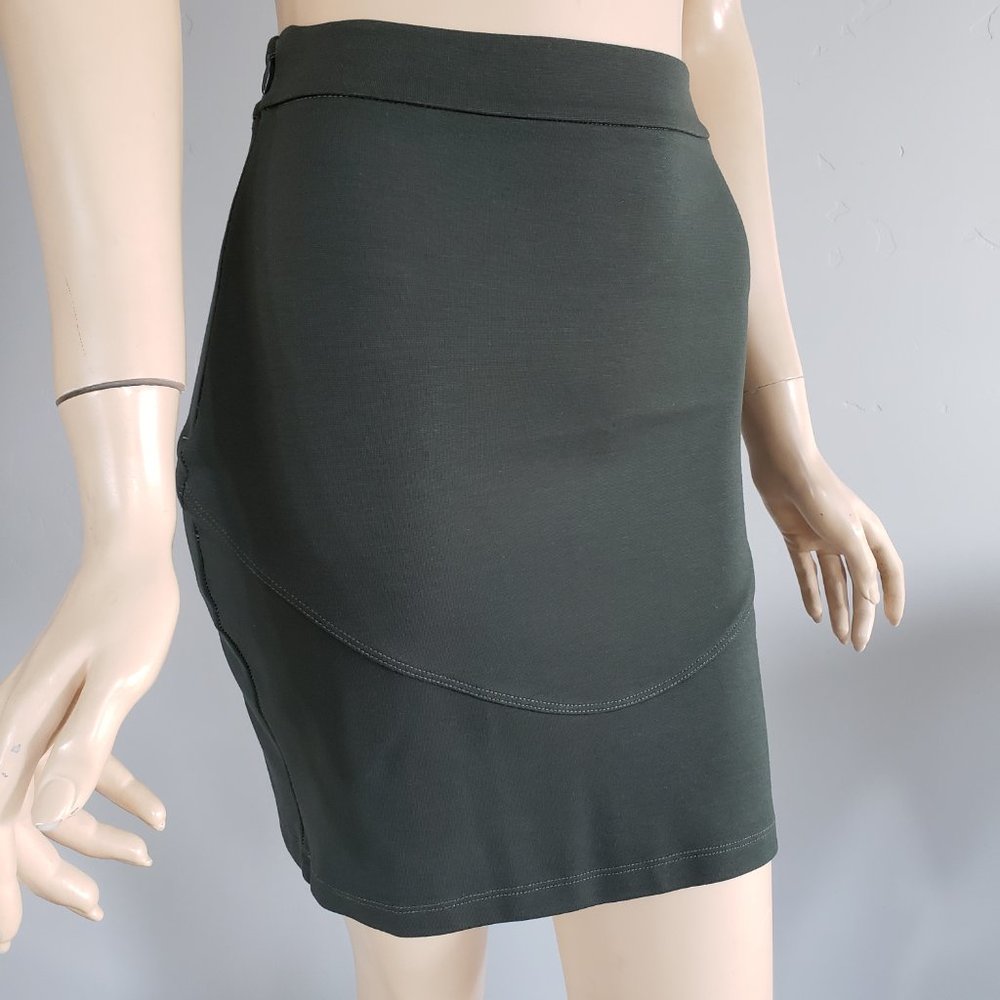 Mara Hoffman Olive Green Ponte Bodycon Knit High Waist Mini Skirt XS